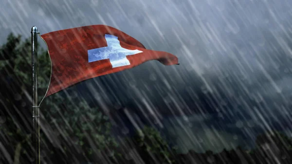 Zászló Svájc Eső Sötét Felhők Vihar Előrejelzés Szimbólum Természet Illusztráció — Stock Fotó