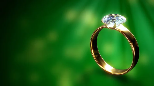 Wedding Ring Gem Dark Colorful Backdrop Free Space Abstract Rendering — Stock Photo, Image