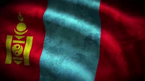 Moğolistan Grunge Bayrağı Döngü Animasyonu — Stok video