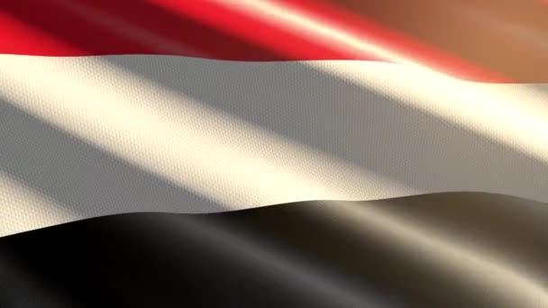 Yemen Γυαλιστερή Σημαία Βρόχο Animation — Αρχείο Βίντεο