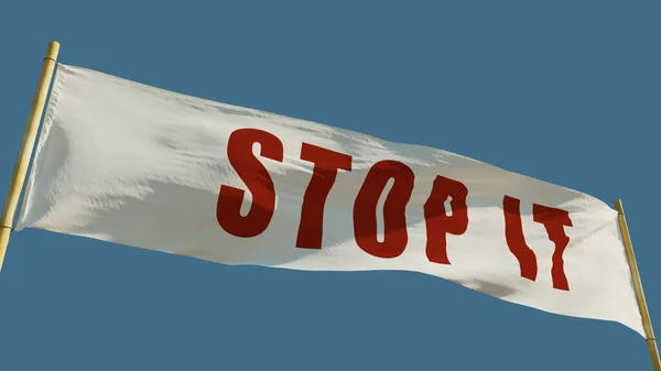 Stop Banner Trasparente Cielo Blu Isolato Oggetto Rendering — Foto Stock