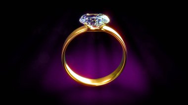 Koyu parlak bg üzerinde altın elmas alyans - 3B nesne