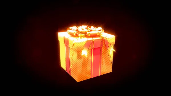 Освещение Декоративных Золотых Красных Подарков Черный Изолированный Объект Рендеринга — стоковое фото