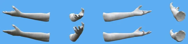 Серо Бетонная Статуя Руки Детализированные Изображения Изолированы Синий Огни Тени — стоковое фото