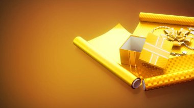 hediye paketleme ve renkli arkaplanda sunum - soyut 3B canlandırma