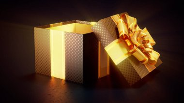 açık altın - siyah sürpriz hediye kutusu Kara Cuma hediye - soyut 3D görüntüleme