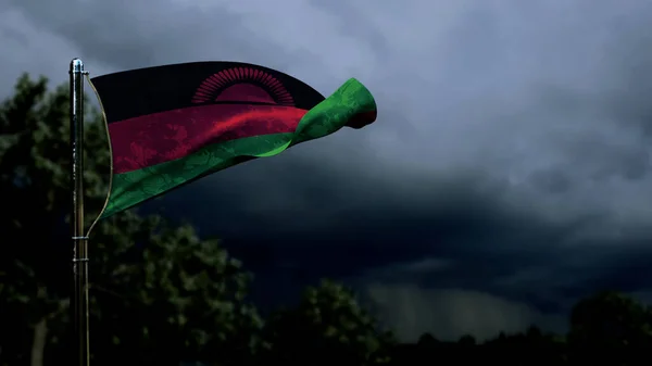 Malawi Zászló Minden Nyaralás Sötét Vihar Cumulus Elvont Renderelés — Stock Fotó