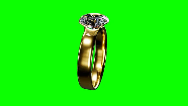 Bague Mariage Diamant Sur Écran Chromatique Avec Place Vide Gauche — Photo