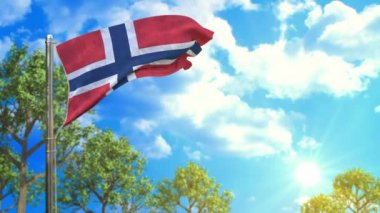 Güneşli bir günde Norveç bayrağı, iyi bir ekoloji sembolü