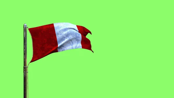 페루의 국기흔들기 크로마 스크린 고립된 렌더링 렌더링 — 스톡 사진