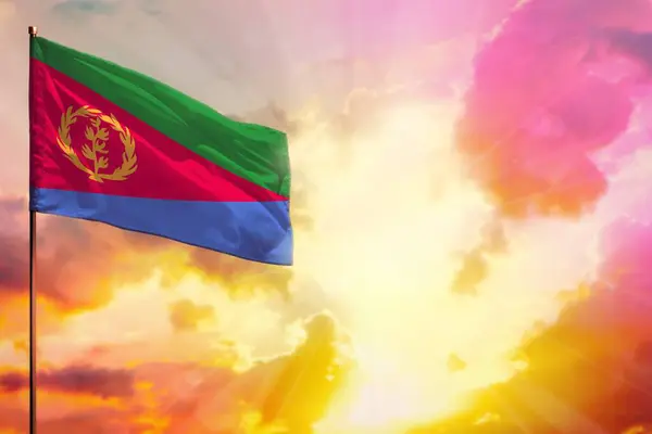 Knipperende Eritrea Vlag Linker Bovenhoek Mockup Met Plaats Voor Informatie — Stockfoto