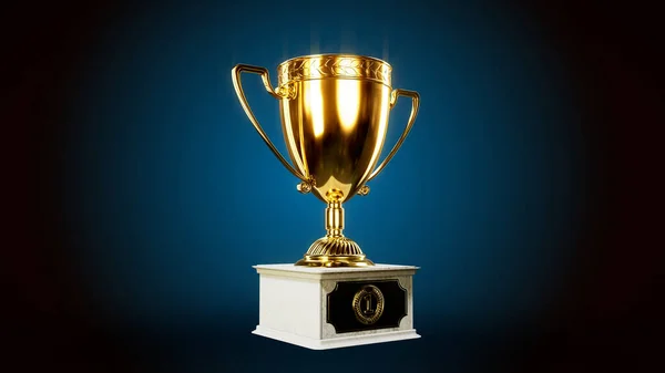 Gold 1St Place Prize Chalice Gradient Background Tournament Victory Object — Stock Photo, Image