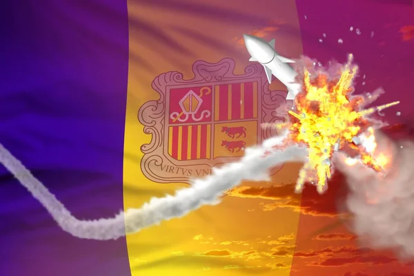 Cohete Estratégico Destruido Aire Andorra Concepto Protección Misiles Supersónicos Defensa —  Fotos de Stock