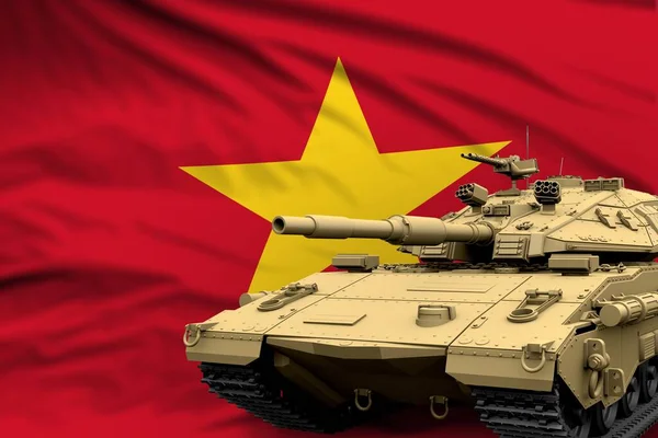 Βιετνάμ Σύγχρονη Δεξαμενή Πραγματικό Σχεδιασμό Στο Φόντο Σημαία Δεξαμενή Στρατό — Φωτογραφία Αρχείου