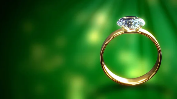 Bague Mariage Avec Diamant Sur Fond Sombre Coloré Avec Endroit — Photo