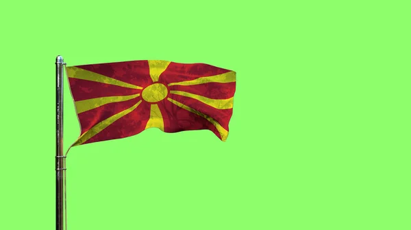 Zwaaien Vlag Van Macedonië Voor Staatsvakantie Groen Scherm Geïsoleerd Object — Stockfoto