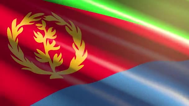 Bandera Brillante Eritrea Animación Bucle — Vídeo de stock