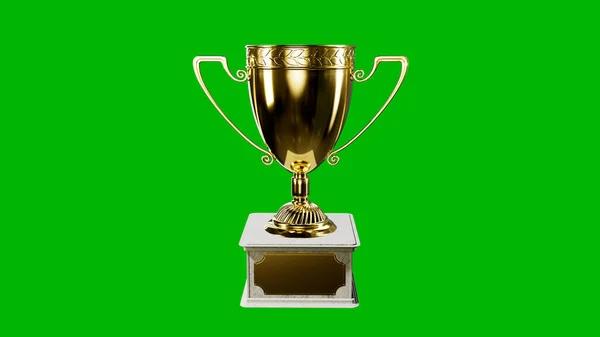 Cáliz Recompensa Con Pedestal Pantalla Verde Aislado Representación Objetos —  Fotos de Stock