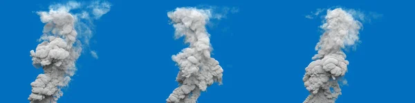 Graue Kohlenstoffrauchsäulen Aus Kraftwerk Auf Blauem Isoliert Industrielle Illustration — Stockfoto