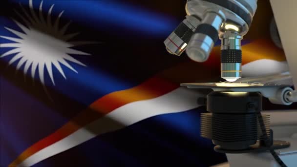 Konsep Ilmu Pengetahuan Kepulauan Marshall Dengan Bendera — Stok Video
