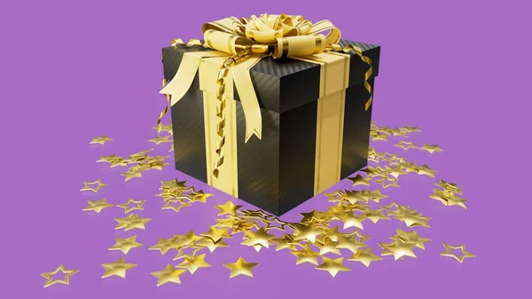 Caixa Presente Embelezado Com Estrelas Douradas Para Dar Away Sexta — Fotografia de Stock