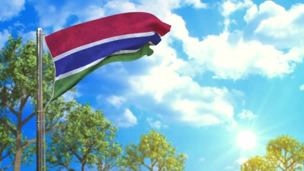 Bandera Gambia Día Soleado Símbolo Buen Pronóstico — Vídeos de Stock