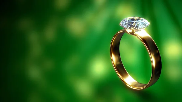 Anel Casamento Com Diamante Fundo Colorido Escuro Com Lugar Vazio — Fotografia de Stock