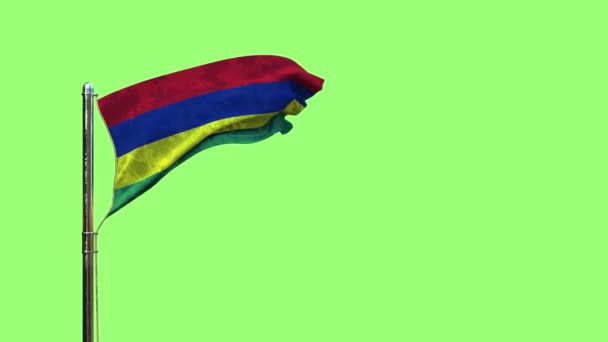 Fluturând Steagul Mauritius Pentru Ziua Veteranilor Ecranul Cheii Cromă Izolat — Videoclip de stoc