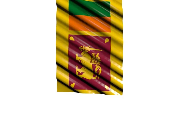 Vrij Glanzende Vlag Van Sri Lanka Met Grote Plooien Opknoping — Stockfoto