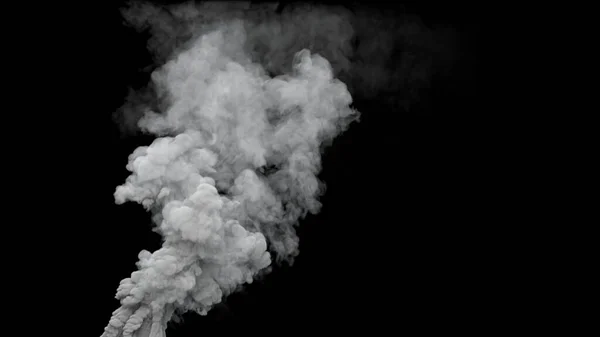 黒で隔離された産業用3Dイラストのマスト発電所からの灰色の汚染煙排出量 — ストック写真