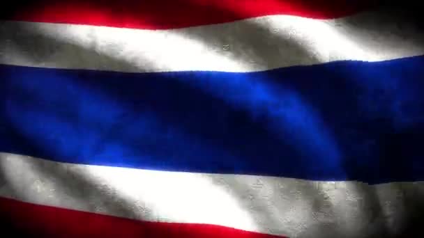 Thailands Grunzige Fahnenschlaufe — Stockvideo