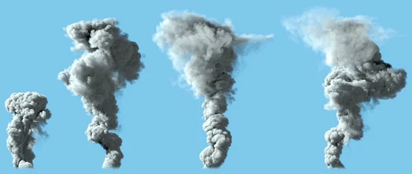 Różne Odwzorowania Ciężkich Jasnych Słupów Dymu Jak Wulkanu Lub Dużej — Zdjęcie stockowe