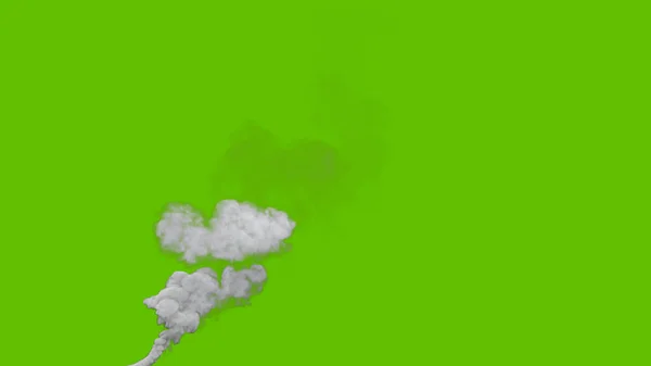 Gri Karbondioksit Emisyonu Duman Sütunu Yeşil Ekran Izole Endüstriyel — Stok fotoğraf