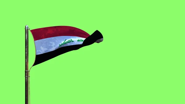 크로마 스크린에서 휴일마다 이라크 국기흔들기 고립된 — 스톡 사진