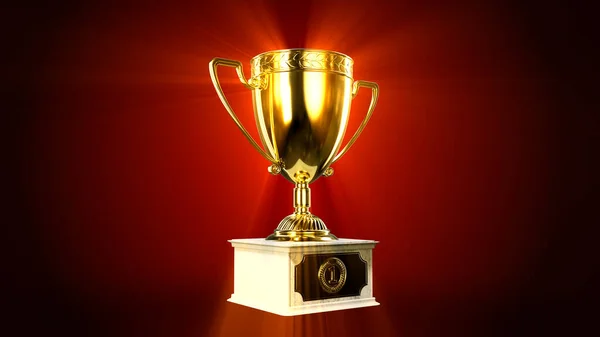 Cute Glowing Golden 1St Place Bowl Pedestal Object Illustration — Stock Photo, Image