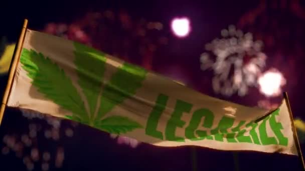 Legalizar Banner Transparente Fuegos Artificiales Cielo Vacaciones Fondo — Vídeo de stock