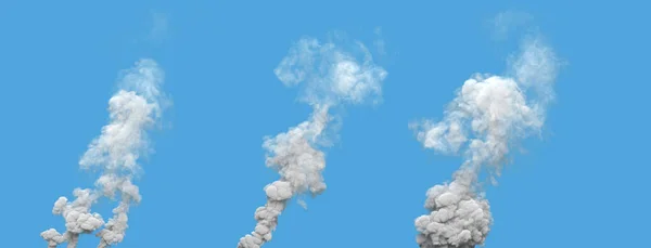 Szürke Szennyezett Füst Oszlopok Szénerőmű Kék Elszigetelt Ipari Illusztráció Jogdíjmentes Stock Fotók