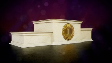 Taş kazananlar kaideyi renkli canlı arkaplanla ödüllendiriyorlar - nesne 3B illüstrasyon