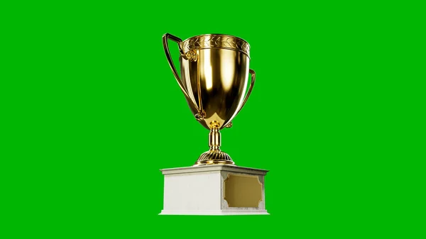 Кубок Награждения Подиумом Зеленом Экране Изолированный Объект Иллюстрация — стоковое фото