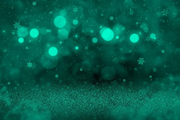 Sinivihreä Meri Vihreä Söpö Loistava Abstrakti Taustakimallus Valot Kuuluvat Lumihiutaleet — kuvapankkivalokuva