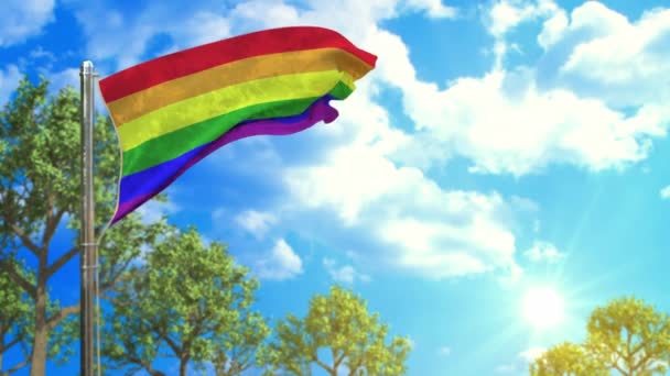 Steagul Gay Pride Ziua Însorită Simbol Curat Naturii — Videoclip de stoc
