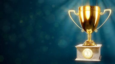 Birincilik kadehi boş bir yer - soyut üç boyutlu illüstrasyon