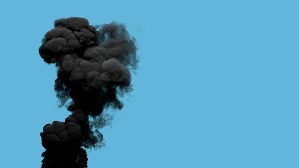 森林火災からの黒い豊かな汚染煙放出 工業用3Dイラスト — ストック写真