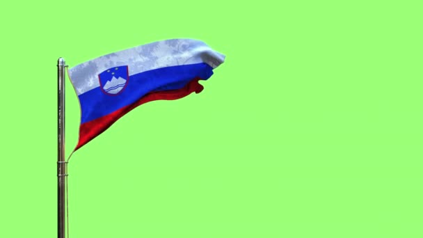 Machająca Flaga Słowenii Dzień Pamięci Zielonym Ekranie Odizolowany — Wideo stockowe