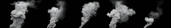 Szürke Szén Dioxid Kibocsátás Füst Oszlopok Robbanás Fekete Elszigetelt Ipari — Stock Fotó