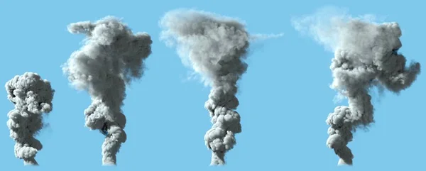 Imagens Diferentes Coluna Fumaça Cinza Sólida Partir Vulcão Explosão Industrial — Fotografia de Stock