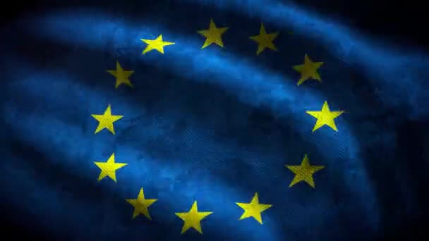 Σημαία Grunge Της Ευρωπαϊκής Ένωσης Loop Animation — Αρχείο Βίντεο