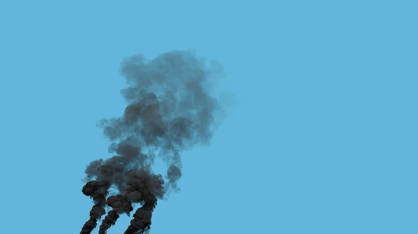 燃煤发电厂的黑浓烟排放 孤立的 工业三维渲染 — 图库照片