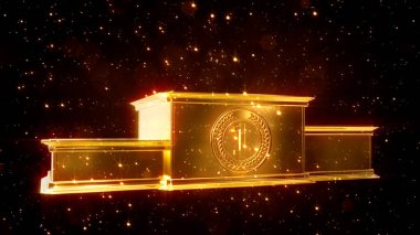 Altın madalya kazananlar podyumu parlıyor - soyut üç boyutlu illüstrasyon