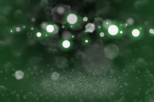 Verde Fantástico Brilhante Abstrato Fundo Brilho Luzes Desfocado Bokeh Feriado — Fotografia de Stock